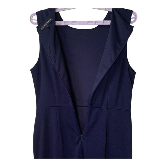 FIFTH & PARK Dress SZ 12 Navy & Beige Gold Floral Lace Sheath Dressy Cocktail - Picture 8 of 12